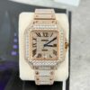 Cartier Santos de Cartier Rose Gold Custom Full Stone Best Replica