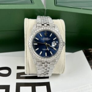 Rolex Datejust 126334 Blue Dial Custom Moissanite Best Replica 41mm