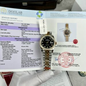 Rolex Datejust 36 Black Dial 18K Yellow Gold Wrapped Moissanite Bezel