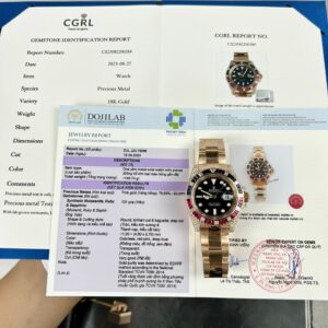 Rolex GMT-Master II 126755SARU 18K Gold Wrapped Custom Moissanite - Ruby Bezel Best Replica