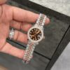 Rolex Lady Datejust Chocolate Dial Custom Moissanite Bezel Best Replica 28mm