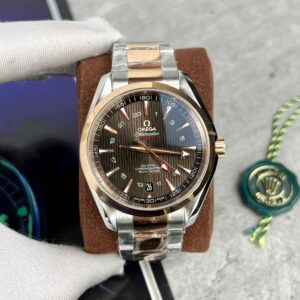 Omega Seamaster GMT Co-Axial Chronometer Brown Dial Demi Gold Best Replica