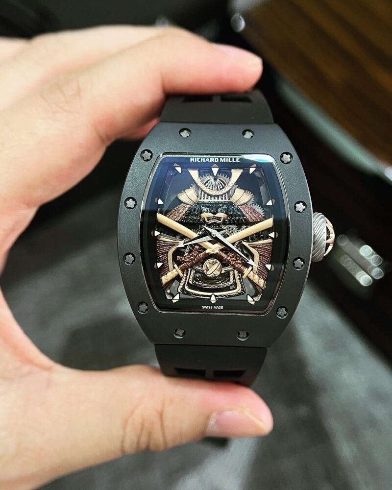 Richard Mille RM47 Samurai Black Ceramic Rubber Strap Replica 42.7mm