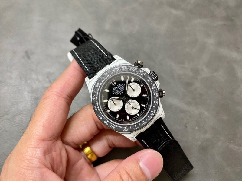 Rolex Daytona DiW Black Dial White Subdial Quartz Fiber Replica