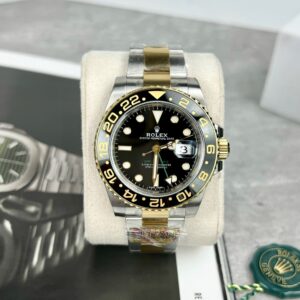 Rolex GMT-Master II 116713LN Black Dial Demi Gold Oyster Bracelet Best Replica