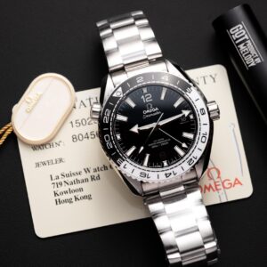 Omega Seamaster Planet Ocean 600M GMT Co-Axial Black White Bezel Best Replica 43.5mm