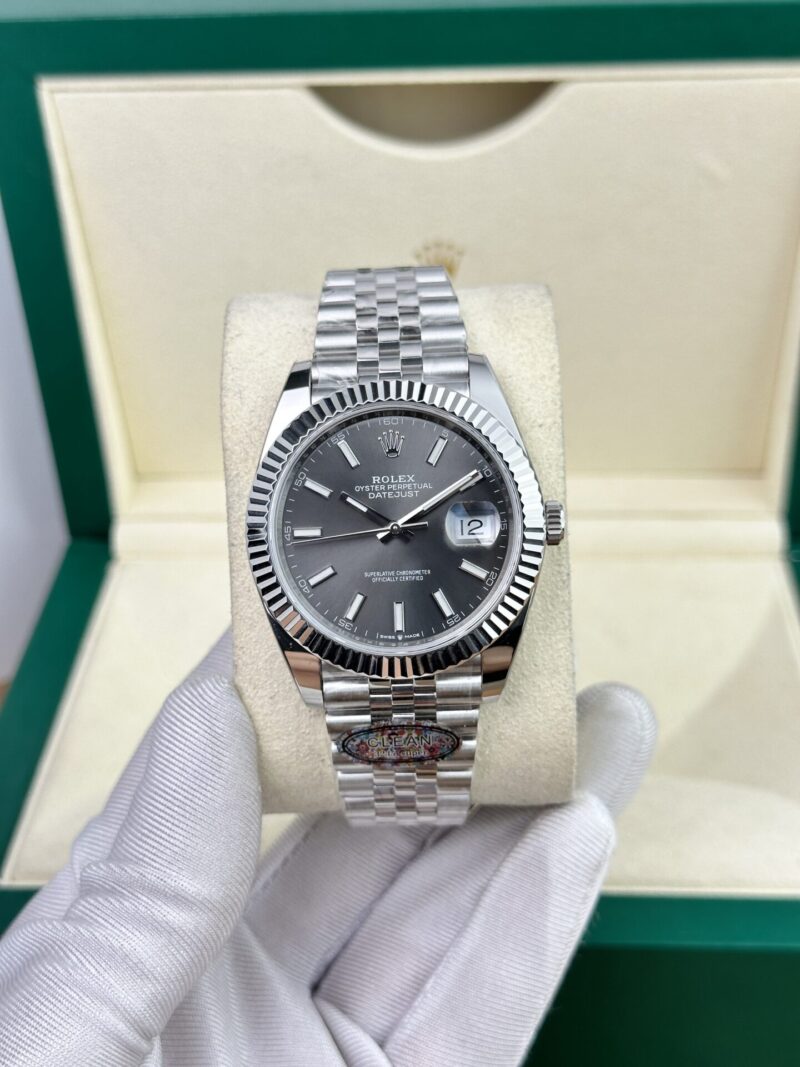 Rolex Datejust 126334 Grey Dial Luminous Hour Markers Jubilee Bracelet Best Replica