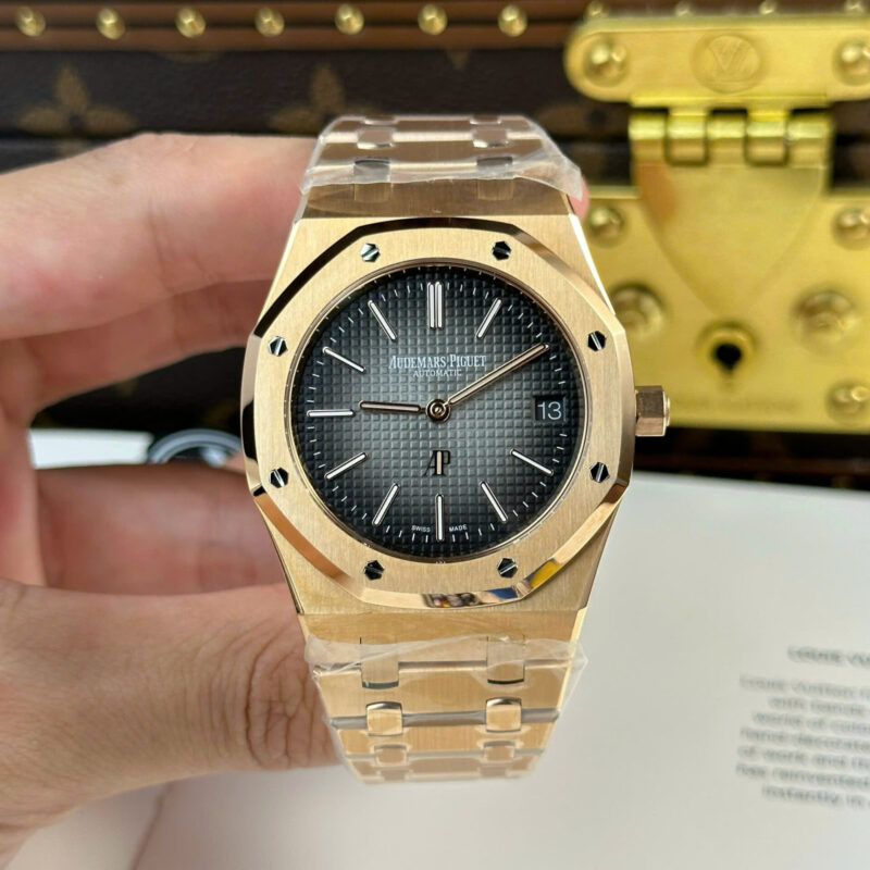 Audemars Piguet Royal Oak Jumbo Extra Thin 16202OR Rose Gold Smoke Dial Best Replica 39mm