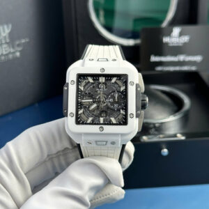 Hublot Square Bang Unico White Ceramic Rubber Best Copy BBF 42mm