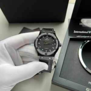 Hublot Classic Fusion Ceramic Black Dial CZ Stone Bezel Genuine SW300 Movement 1:1 Copy Super Clone 42mm